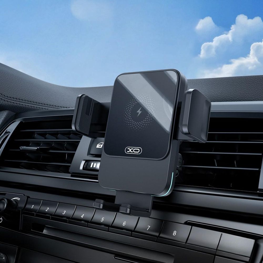 XO WX041 Autohalterung mit 15W kabellosem induktiven Laden Handy-Halterungen schwarz für Kühlergrill