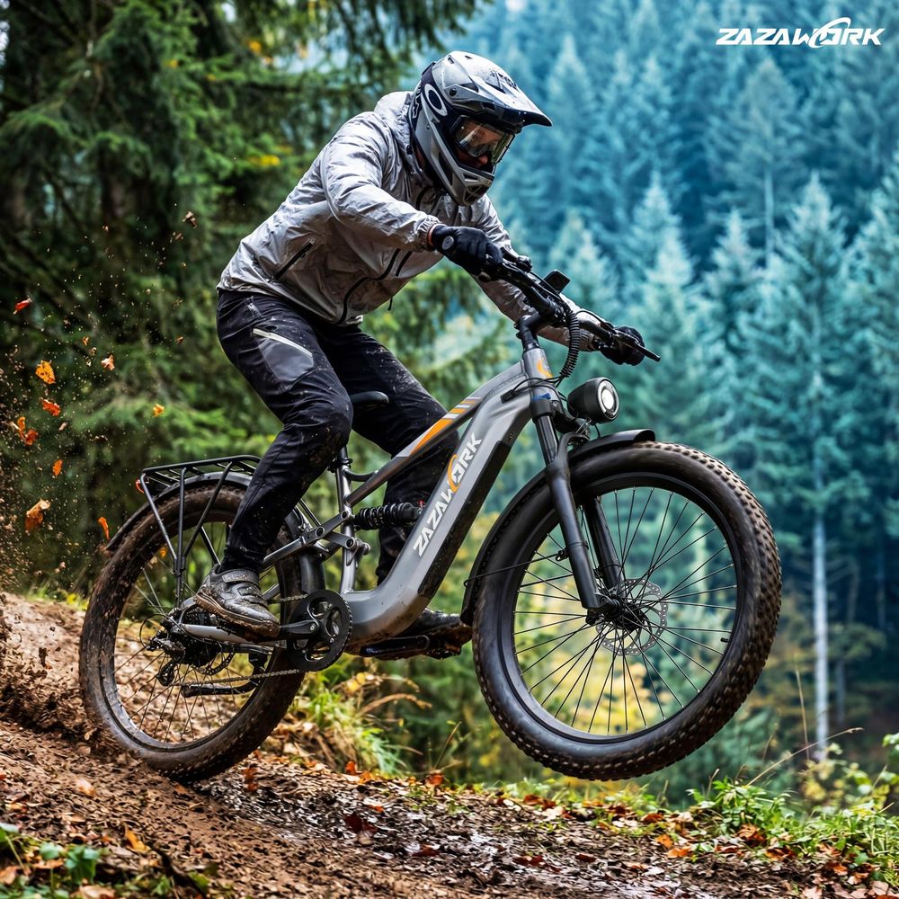Elektro‑Fahrrad CF500 für Geländeeinsätze, 48 V 20 Ah, 27,5‑Zoll Geländefettreifen, doppelte Federung, hydraulische Scheibenbremsen, 150kg,silber
