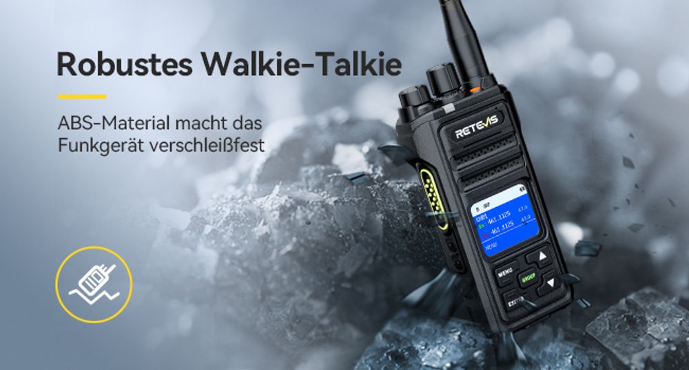Retevis NR630S Funkgerät Großer Reichweite, Wasserdichtes IP67, Verbesserte KI-Rauschunterdrückung, 2800mAh, LCD-Bildschirm, Walkie Talkie für Gruppen