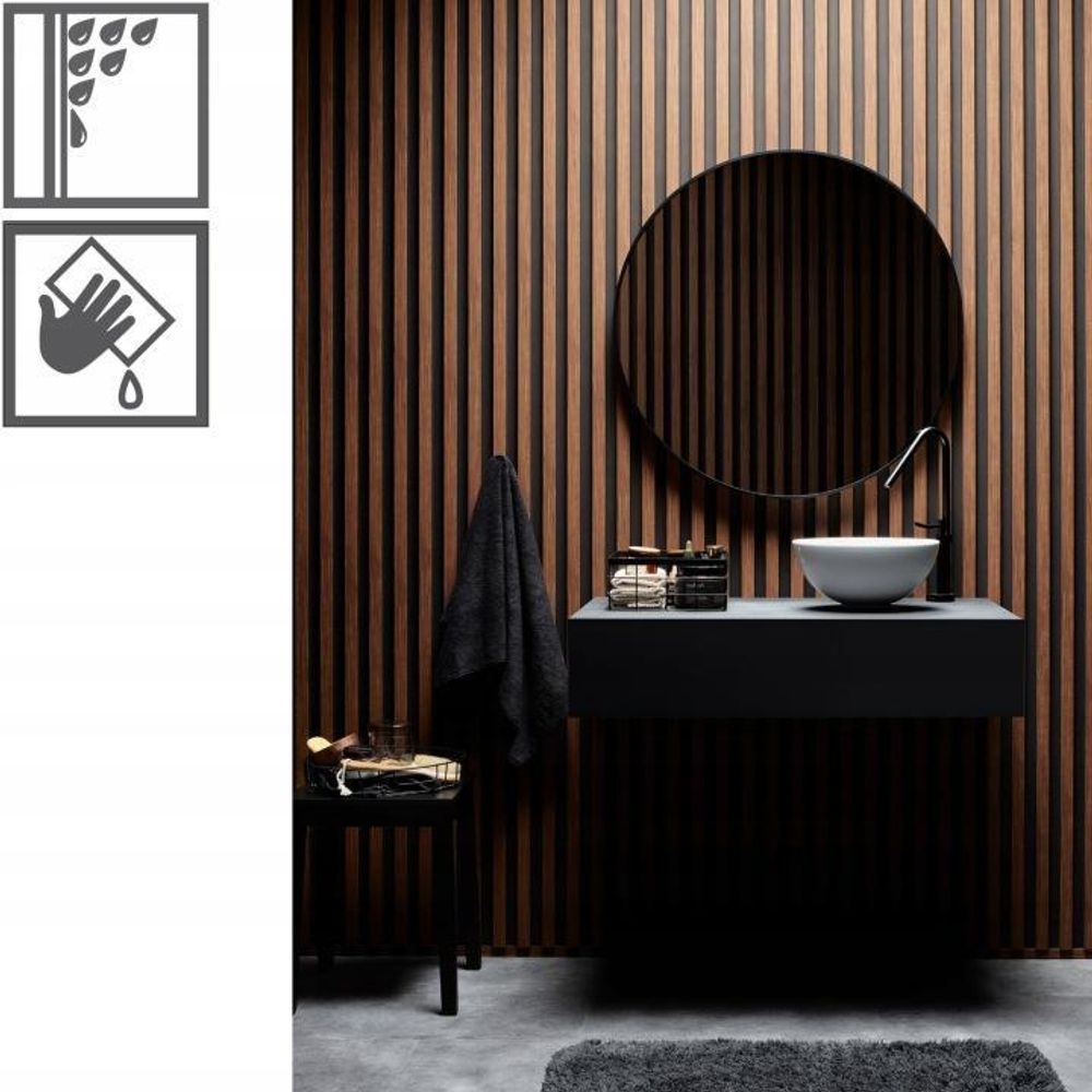 VOX Lamellenwand LINERIO - 3D MDF Wandpaneel - Akustikplatte - 2,65m x 16 - M-LINE - Natur