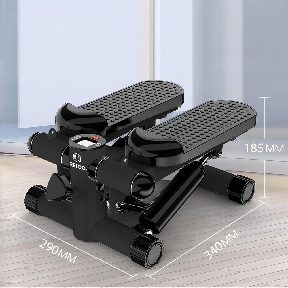 Fitness Stepper höhenverstellbar für Zuhause mit LCD-Bildschirm, Anti-Rutsch und Power Ropes, Mini-Stepper Tragfähigkeit 100 kg Retoo