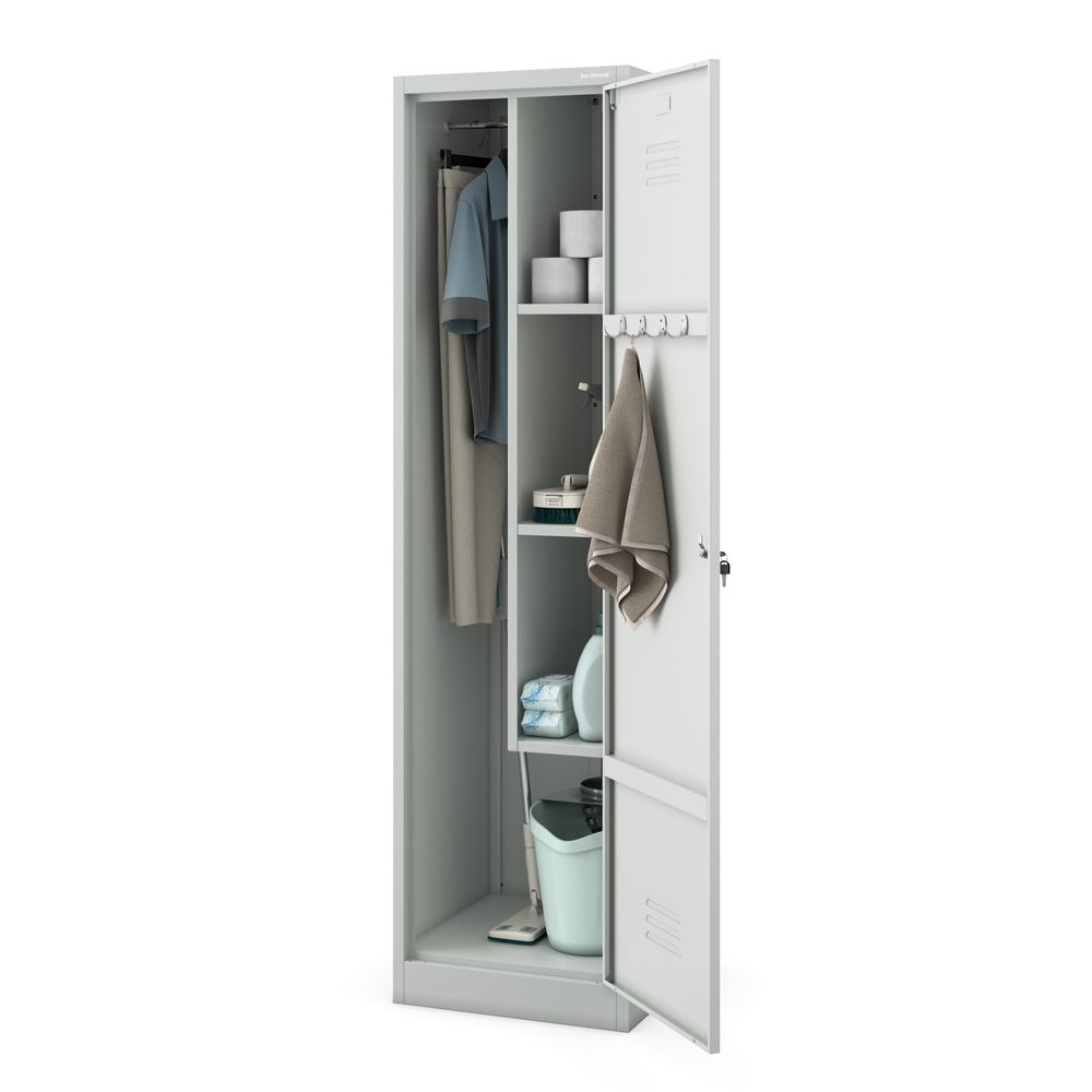 Putzmittelschrank Besenchrank Metallschrank Spind 2 Abteile 185x50x50 cm Grau