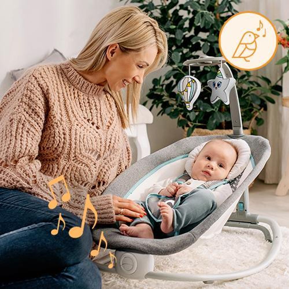 Lionelo Pascal babywippe babyschauke babynest baby wippe kinder schaukel bouncer Taubengrau