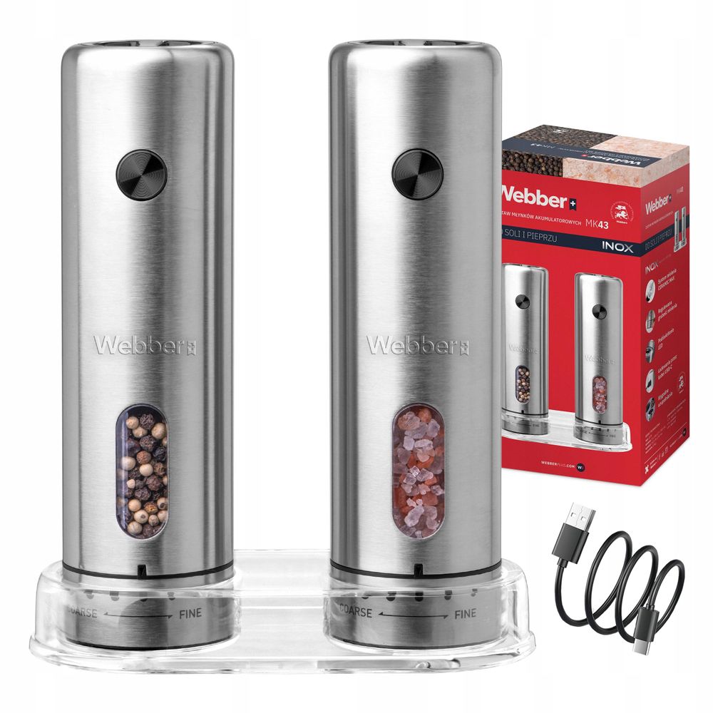 Elektrische Salz- und Pfeffermühlen Webber INOX im 2er-Set