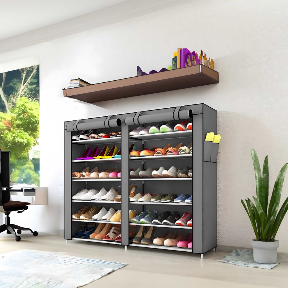Schuhschrank Faltschrank Stoffschrank 120x30x110cm Stoffgarderobe Textile für Schuhe Kleiderschrank Schuhregal materielle mit 12 Ablagefächern Retoo