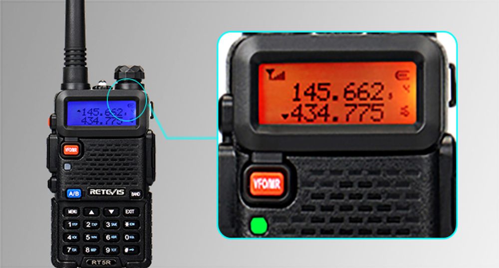Retevis RT5R Walkie Talkie Dualband, Amateurfunk, USB-Laderadio, Tragbares FM-Radio, 128 Kanäle, 1400mAh, für Sicherheit, Baustelle, Schule