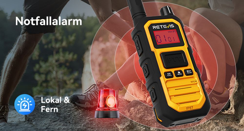 Retevis RB648 Plus Funkgerät mit Großer Reichweite, Robustes Funkgerät, Wasserdicht IP67, 2000 mAh, Triple Proof, SOS Dual-PTT, Handfunkgerät Wandern