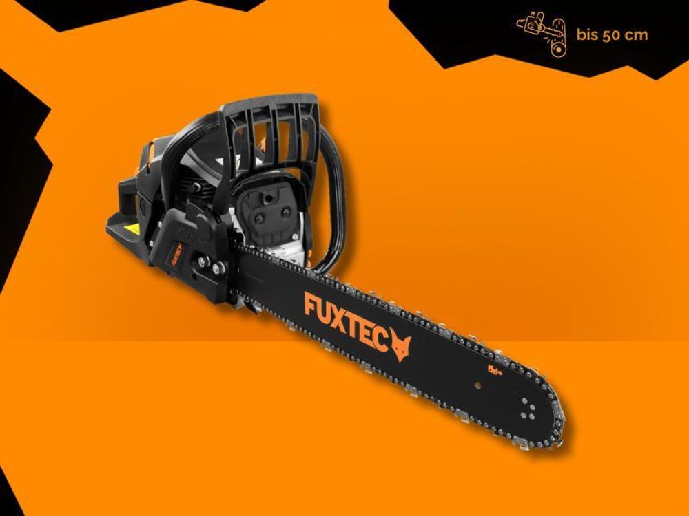 FUXTEC Benzin Kettensäge FX-KS262 - Black Edition  | Schwertlänge 60cm  | Schnittlänge 51cm| 5,2kg  | 61,5ccm  | 2-Takt  | 550ml  | 2,85kw