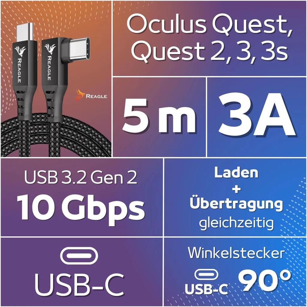 Reagle RUC500KL USB-C Kabel für Oculus Quest VR