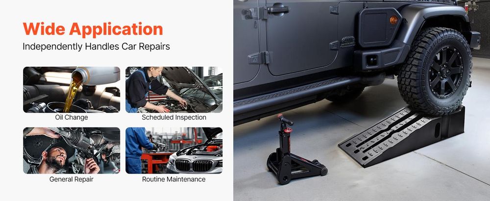 VEVOR Auto Rampen, 2 STK 5897 kg Gesamtgewichtskapazität, 155 mm Hubhöhe, tragbare Hochprofil-Auto-Service-Rampen für Wartung und Ölwechsel in der heimischen Garage, schwerlastfähig für Lkw SUV Fahrzeugreparatur, schwarz, GVW 16000 lbs, Ungefähr 35,5 Zoll