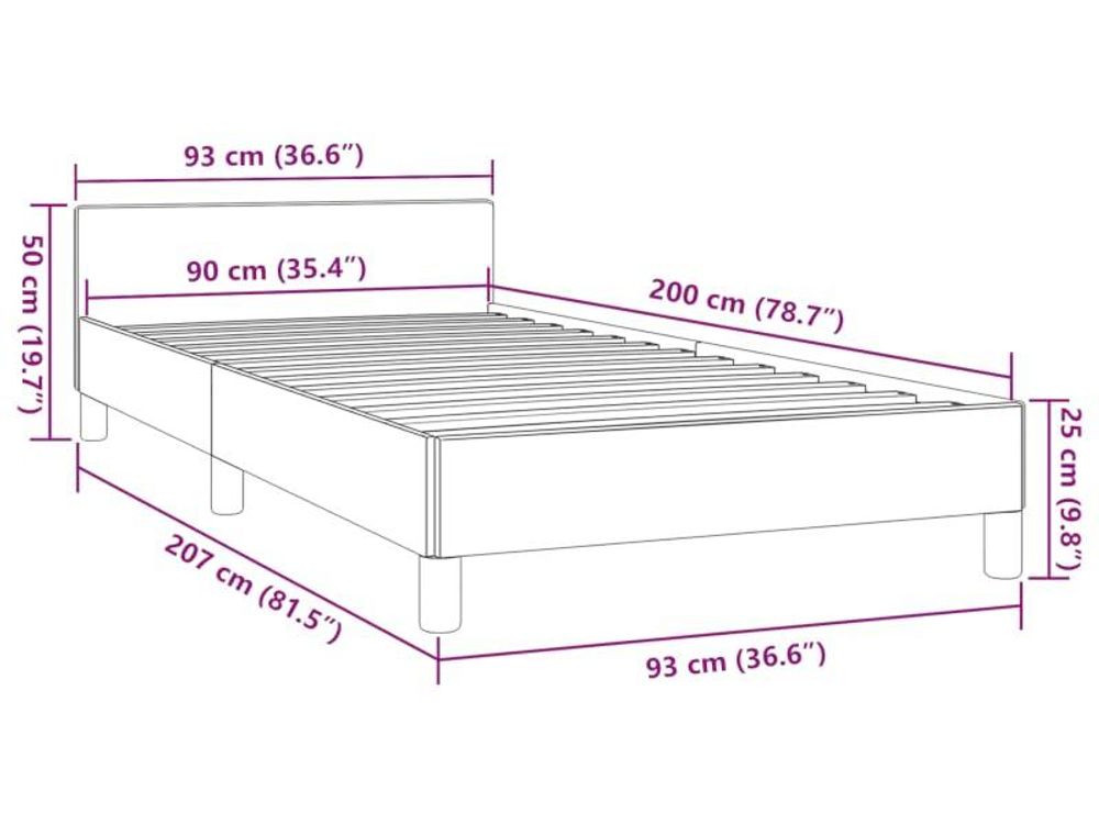 vidaXL Cadre de lit sans matelas gris clair 90x200 cm Tissu
