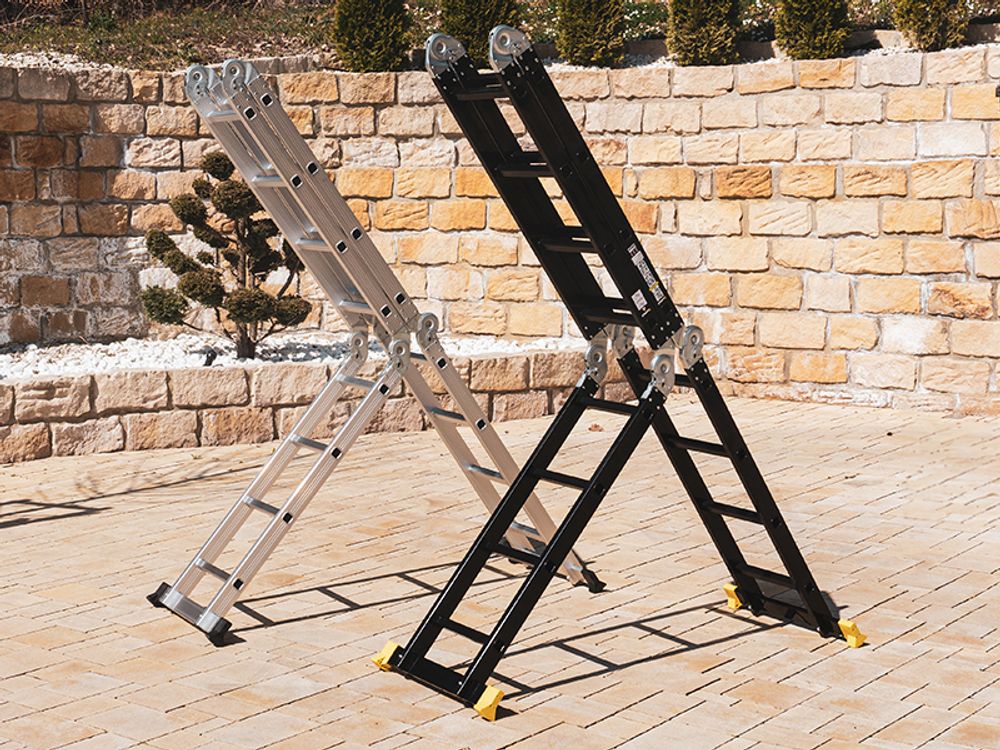 Craftfull Mehrzweckleiter CF-104A | 6in1 Leiter - Gelenkleiter aus Aluminium - Anti-Rutsch Klapp- & Stehleiter - Multifunktionsleiter (4x4 Sprossen)