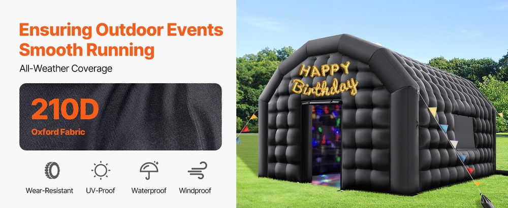 VEVOR Aufblasbares Nachtclub, 6 x 5 x 3,66 m Aufblasbares Partyzelt mit 680W Bläser & Sandsack, Belüfteter Aufblasbarer Nachtclub mit 2 Fenstern, Luftwürfelhaus für Event Geburtstag Hochzeitsfeier, 6x5x3.66 m
