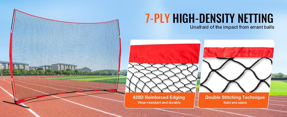 VEVOR Barricade Backstop Netz, 7x7 ft Ball Sport Barriere Netz, Tragbare Übungsgeräte mit Tragetasche, Schutzschirm für Baseball Softball Lacrosse Fußball Hockey Training, für den Garten