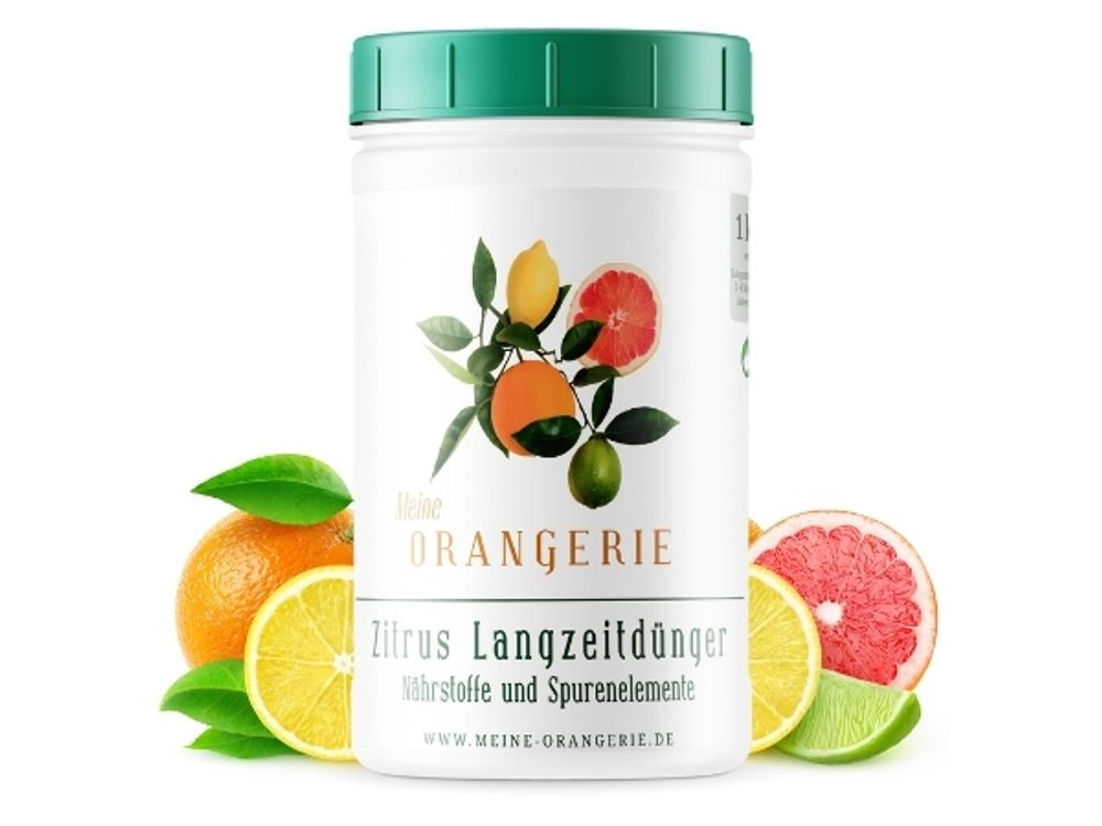 Meine Orangerie - Langzeit-Zitrusdünger [1kg] - Profi Zitruspflanzendünger - Gleichmäßige Langzeit-Wirkung für 6 Monate