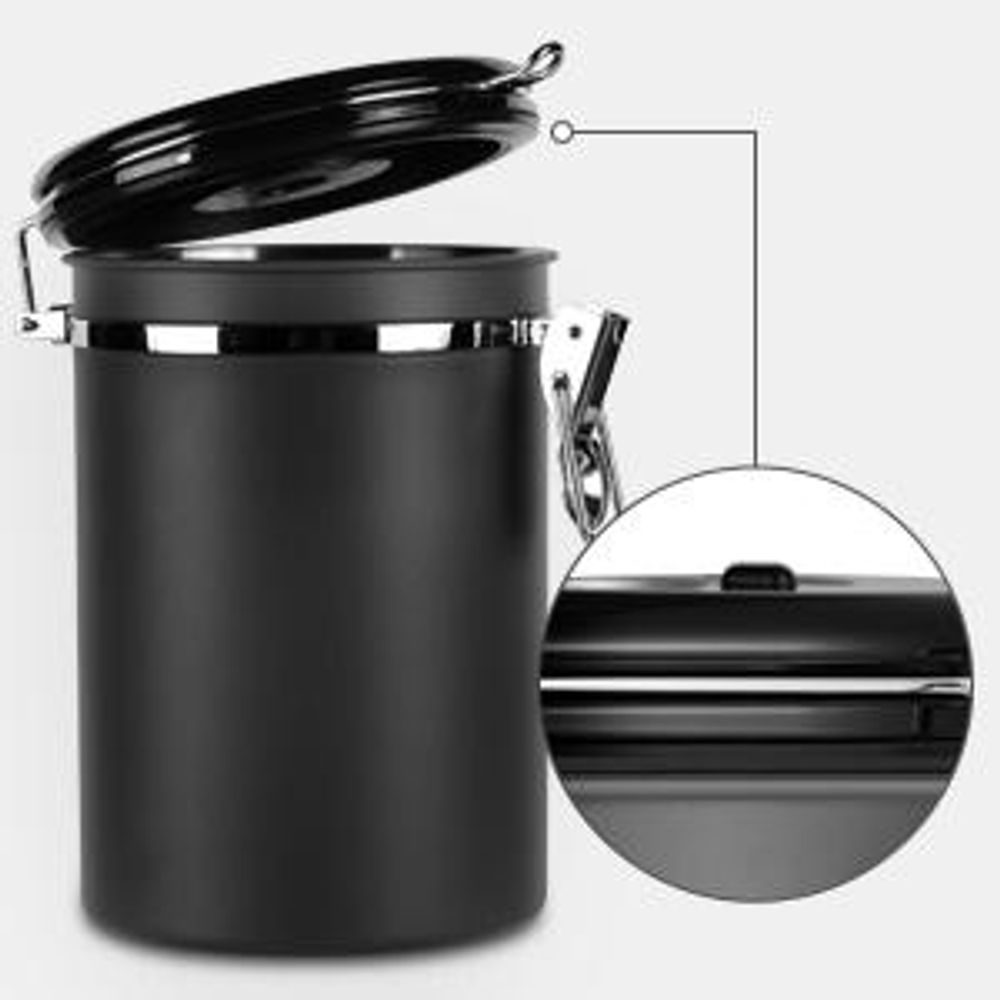 Aromadose, Kaffeedose, 1.8L Vorratsdose, Kaffeebehälter aus 304 Edelstahl mit Löffel, luftdicht, für Kaffeebohnen, Nüsse,etc