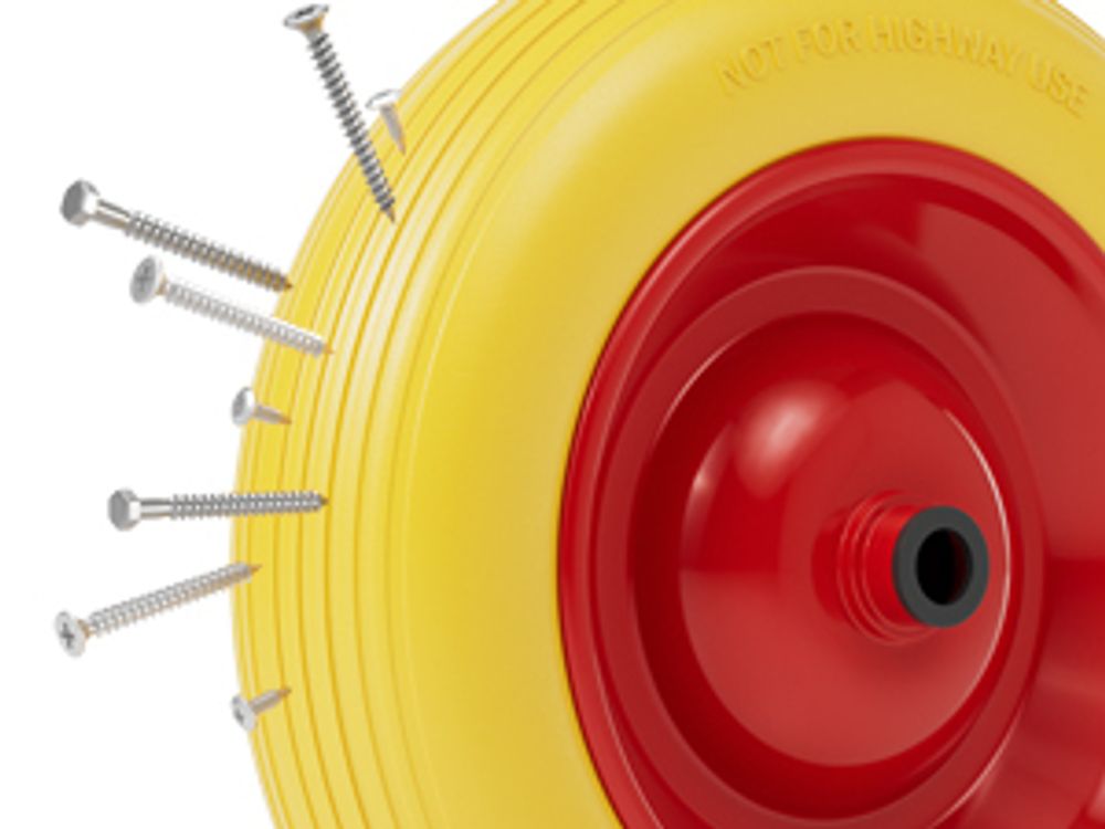 Wiltec Pannensicheres PolyurethanRad 3.50-8 80 x 370 mm 130 kg, Polyurethan Vollgummi Schubkarren Komplettrad mit Stahlfelge, Schubkarrenrad pannensicher