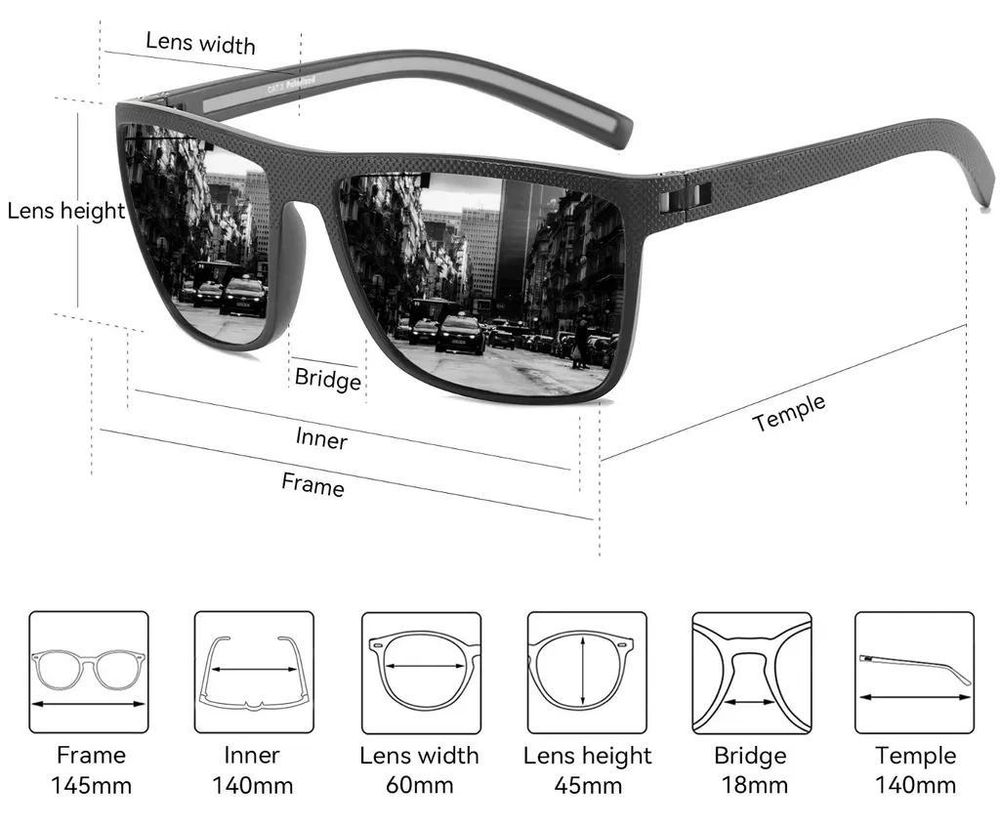 Herrenbrille - Polarisierte Herrensonnenbrille - Stilvolle Sonnenbrillen - Schwarze Brille - Schutz vor Blendung - Hochwertige Herrenbrille