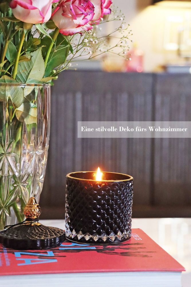 Edle Duftkerzen im Glas, schwarze Kerze, Geschenk für Frauen, Schmuckkerze, K002
