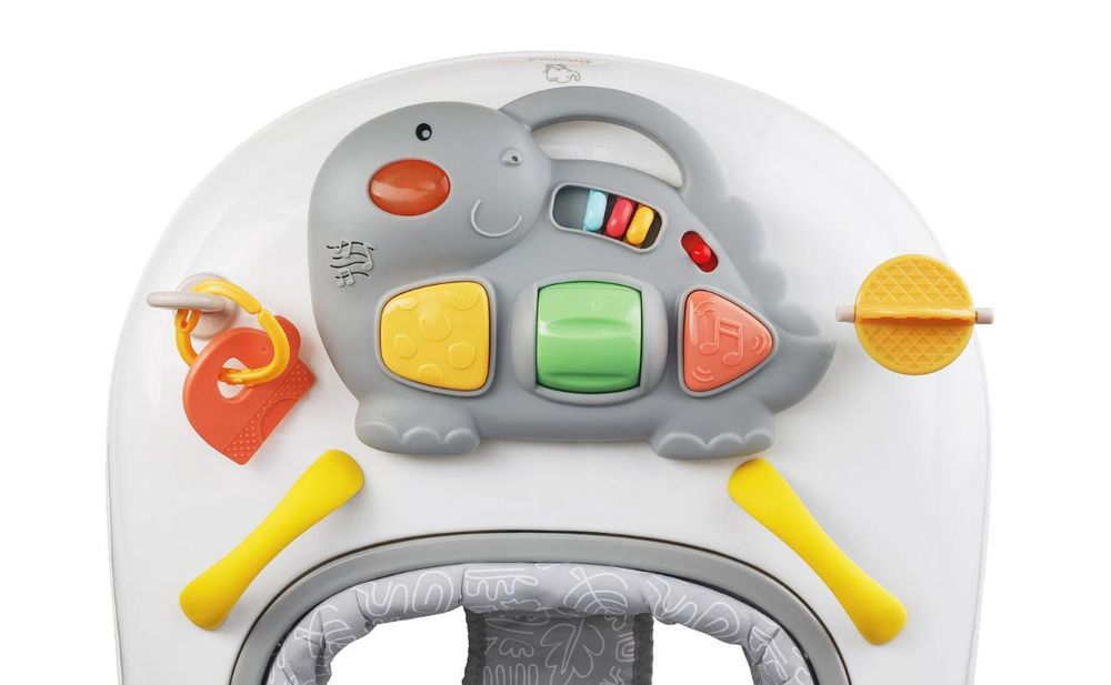 BRONEA® 5-in-1 Lauflernhilfe Babywalker | Gehfrei Schaukelfunktion, Musik & Licht | Laufhilfe für Baby ab 6 Monate | Höhenverstellbar Klappbar | Grau