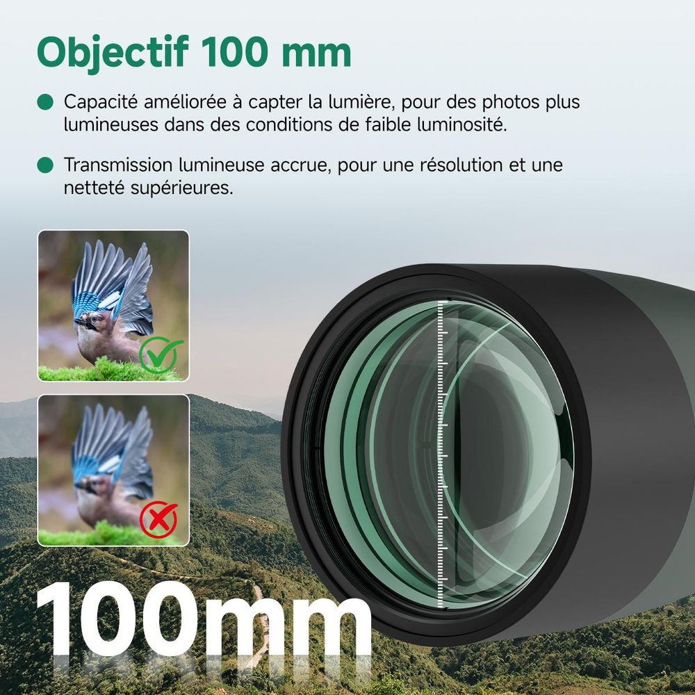 Svbony SV28 25-75x100mm Longue Vue avec Trépied, H-K9L Porro Prisma FMC, Image Claire et Lumineuse, pour l'observation des oiseaux, le tir à la cible