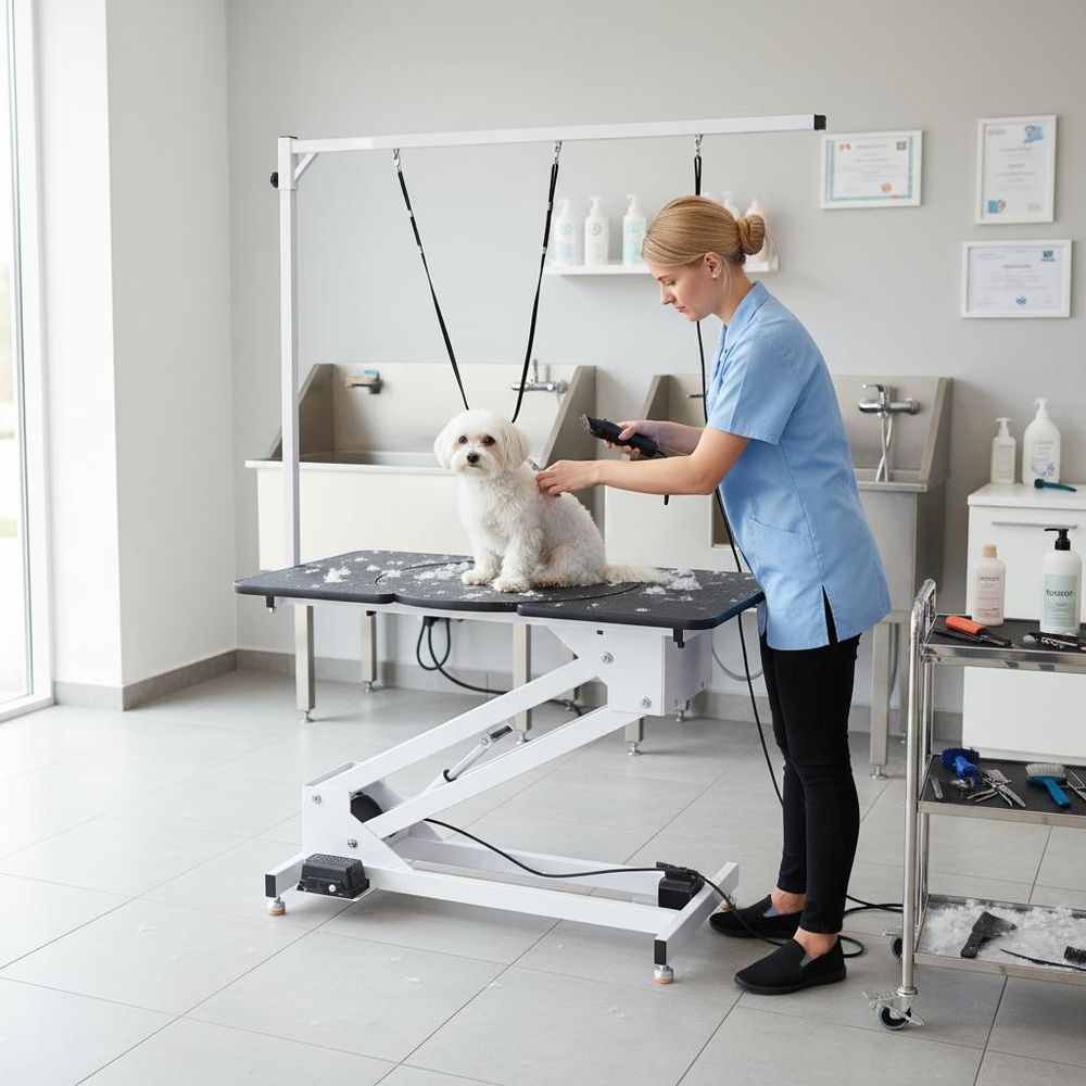 Groomingtisch elektrisch höhenverstellbar - Trimmtisch & Vet-Tisch für Hunde, mit 1 Halteschlaufe,