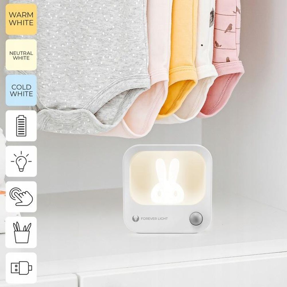 LED-Nachtlicht mit Hase FLC-10 PIR weiß 500mAh Forever Light