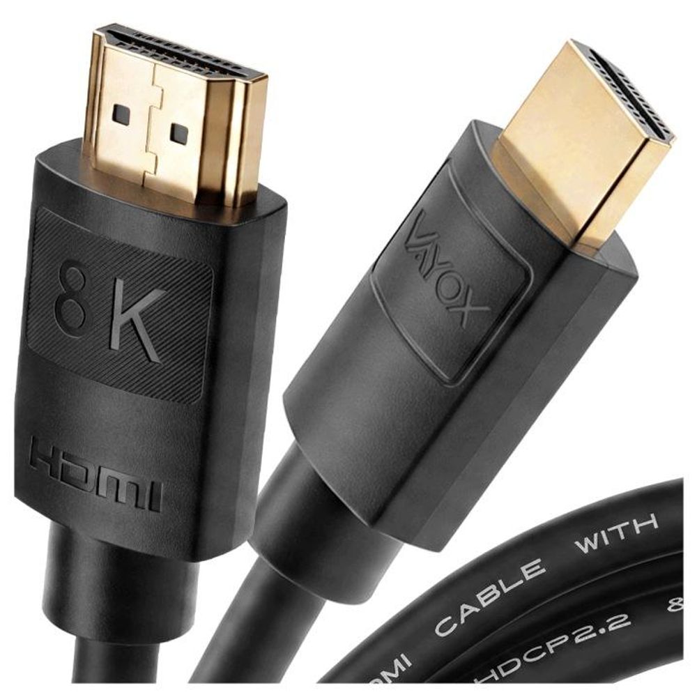 Vayox HDMI 2.1 Kabel 8K 10m Schwarz | Ultra High Speed 48Gbps 8K 60Hz 4K 120Hz 240Hz | eARC Dynamic HDR HDCP 2.2 Vergoldet für PS5 TV