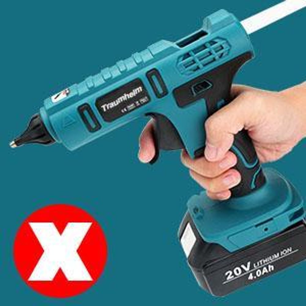 Akku Heißklebepistole, 18V kompatibel mit Ma-kita Akkus, kabellose Klebepistole für Handwerk Heimwerken Reparatur, inklusive 20 Klebestifte,ohne Akku