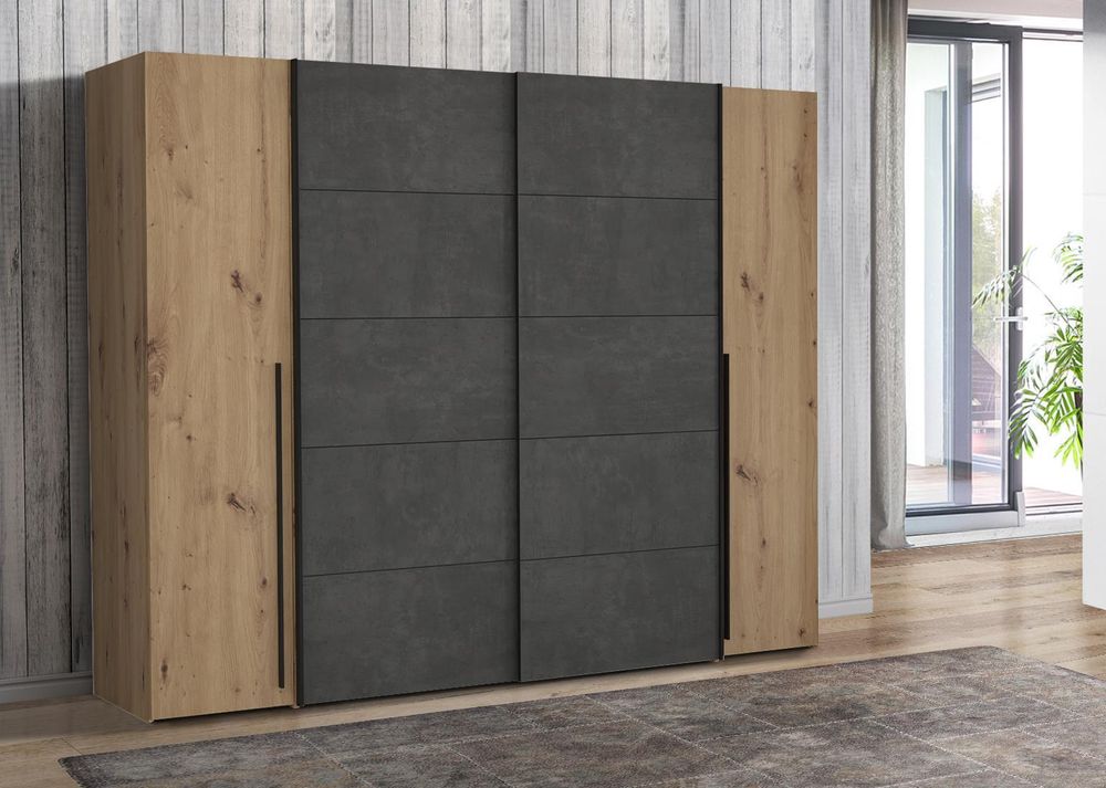 Nadiya I – moderner Kleiderschrank mit großem Stauraum und Artisan-Eiche-Betonoptik