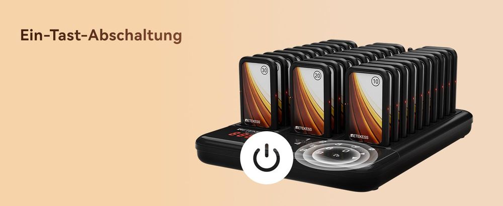 Retekess TD173P Pager Rufsystem, Restaurant Pager, 30 Pagers, 800M, Mit Stummschalttaste, 7 Anrufmodi, Gruppenanruf, Pager Gastronomie für Restaurant