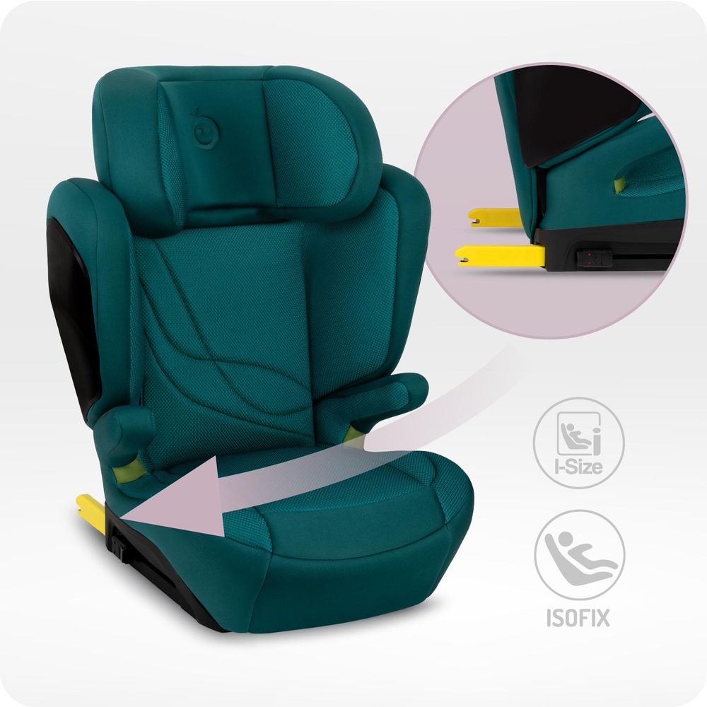 MoMi MEI – i-Size Kindersitz Gruppe 2/3 (100–150 cm, bis 36 kg) mit ISOFIX & 9-fach verstellbarer Rückenlehne – Grün
