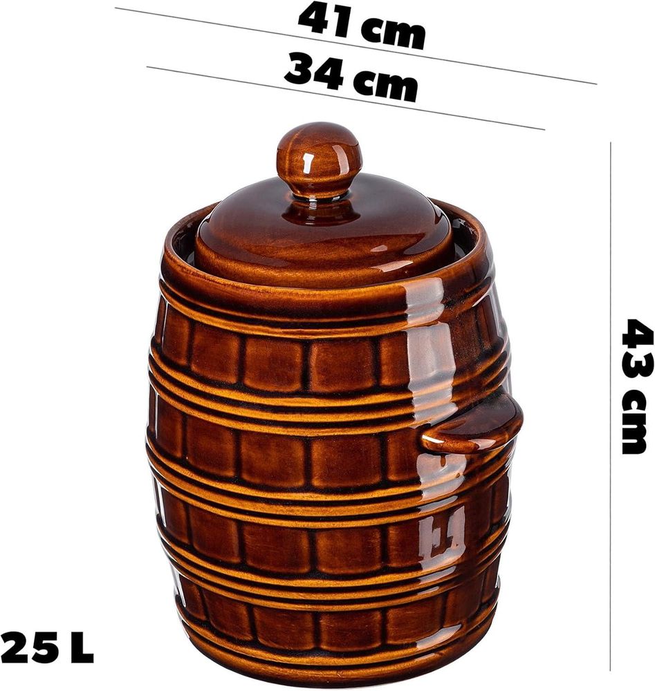 KADAX Gärbehälter "Helios", Keramiktopf mit Wasserrinne und Deckel, 25 L