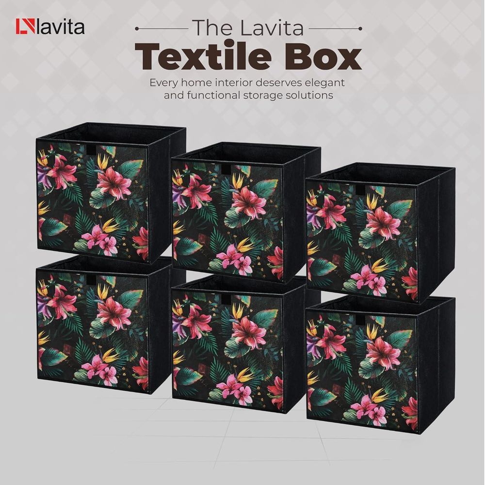 Lavita Storage Box | faltbare Aufbewahrung Boxen 31 x 31 x 31 cm | Schubladen-Organizer Box| Ordnungssysteme für Kleidung | Kleideraufbewahrung & Organisation | Blumen | 6 stück
