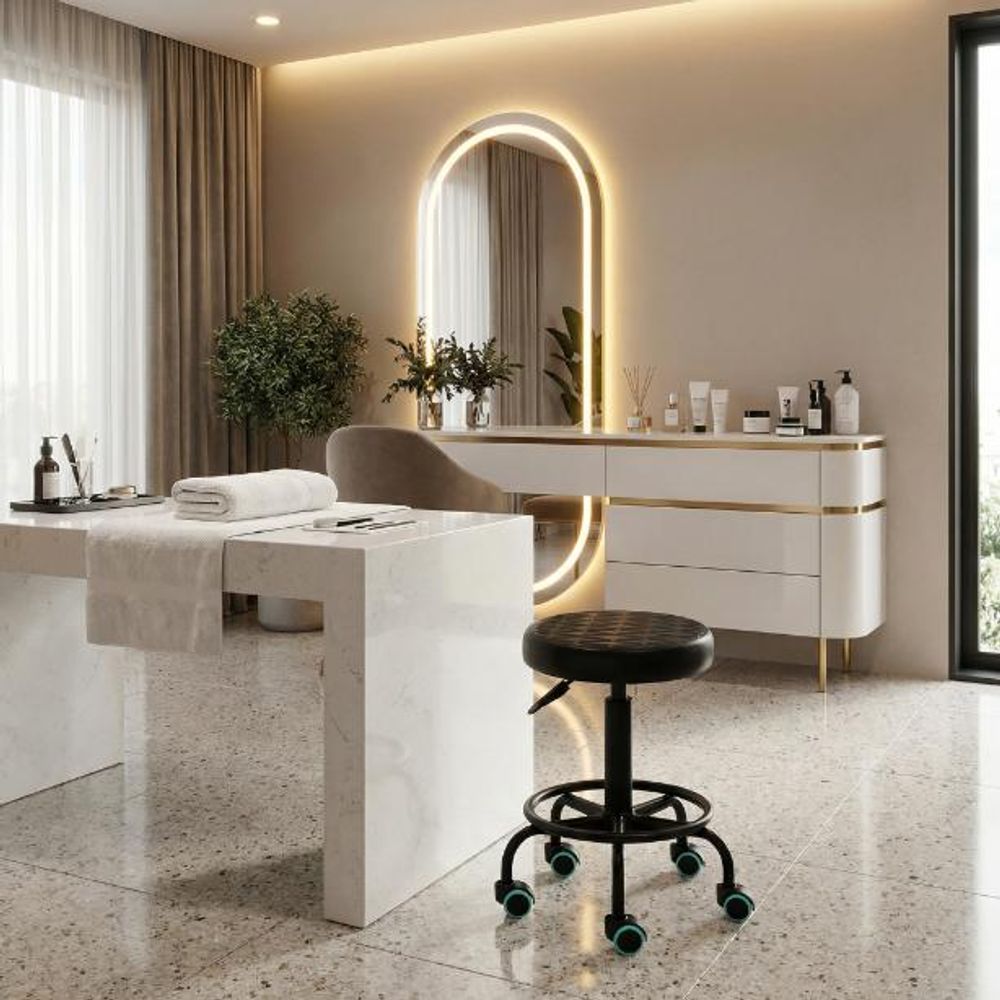 Tabouret de beauté coiffeur chaise tabouret selle SPA mobile noir