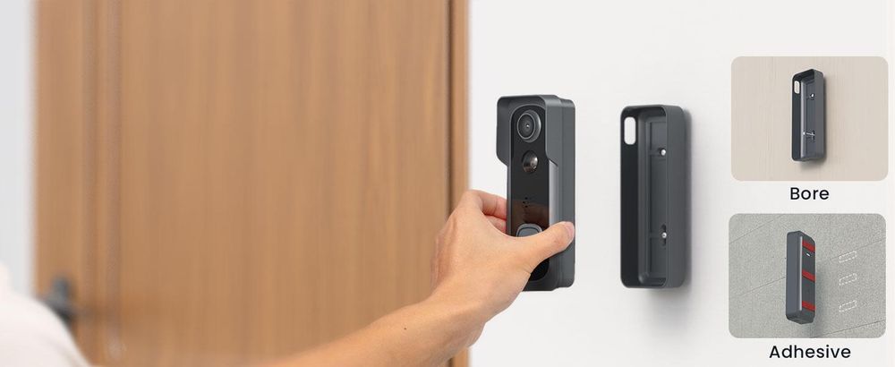 2K Video-Türklingel mit Kamera Kabellos, IP66 Wasserdicht, Intelligente AI Bewegungserkennung, Nachtsicht, Keine Abokosten 64GB