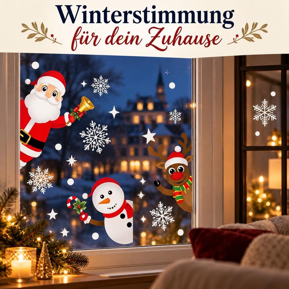 Weihnachtlich dekoriertes Fenster in einer gemütlichen Wohnumgebung