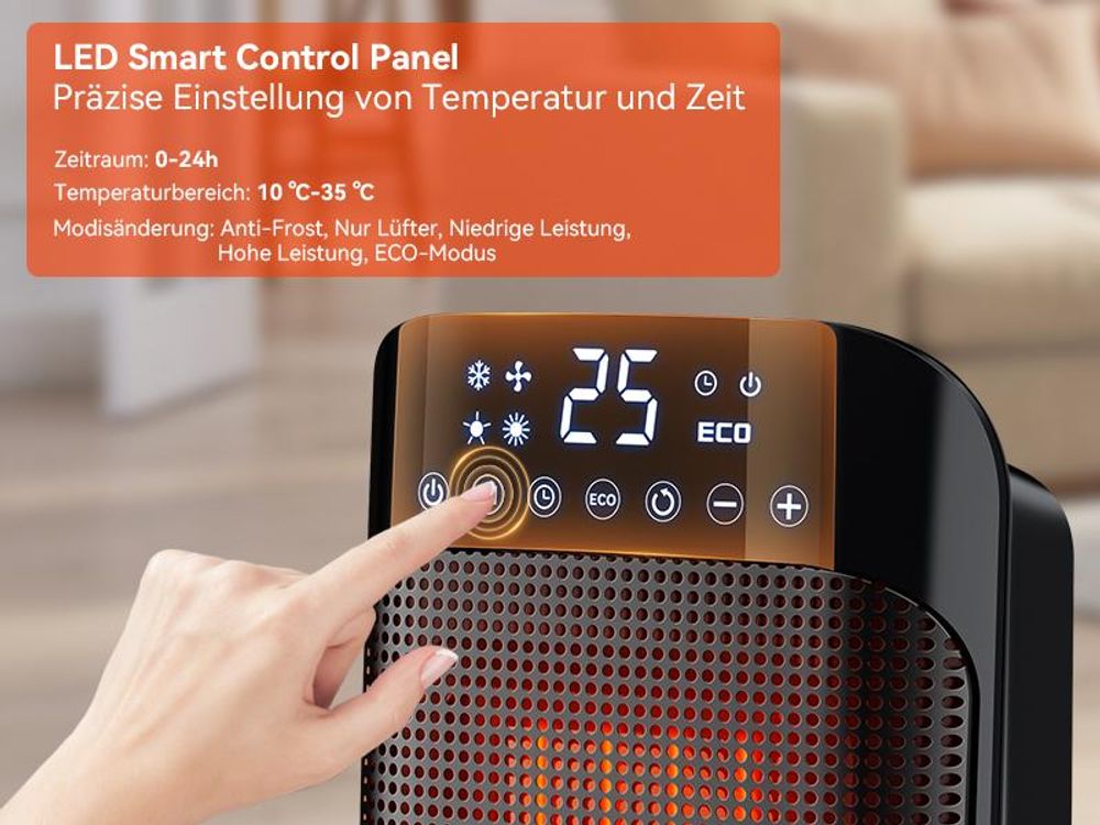 YASHE Heizlüfter, 1800W PTC Keramik-Heizlüfter, Elektrischer Heizung Energieeffi
