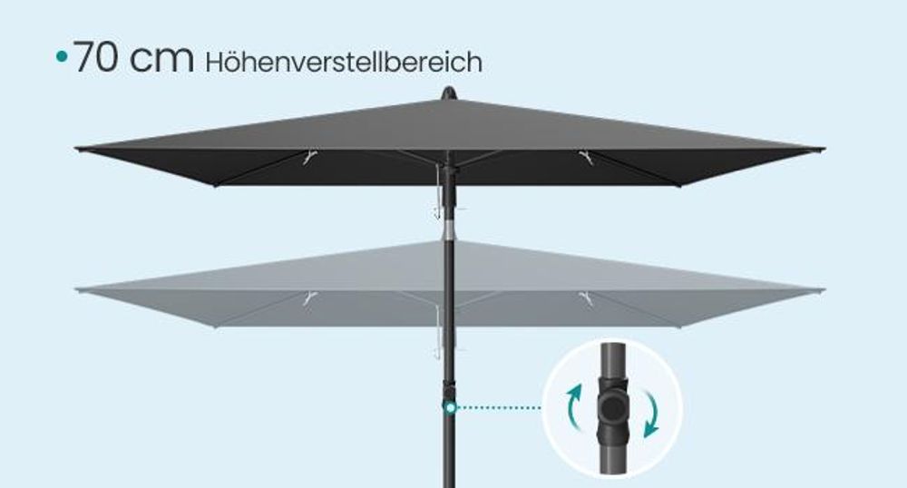 SONGMICS Sonnenschirm 190 x 120 cm, UPF 50+ Sonnenschutz für Garten Terrasse Strand, knickbar, ohne Ständer, grau