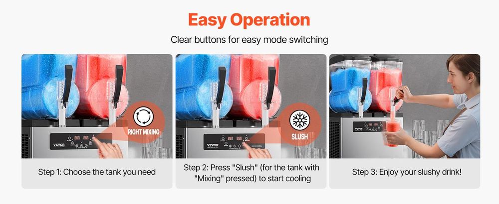VEVOR kommerzielle Slusheis Maschine 12 L x 2 Doppeltank-Maschine für gefrorene Getränke, 96 Tassen Edelstahl Slush-Eis-Maschine mit Tastenfeld Softeis Maker für Partys Restaurants Cafés Bars