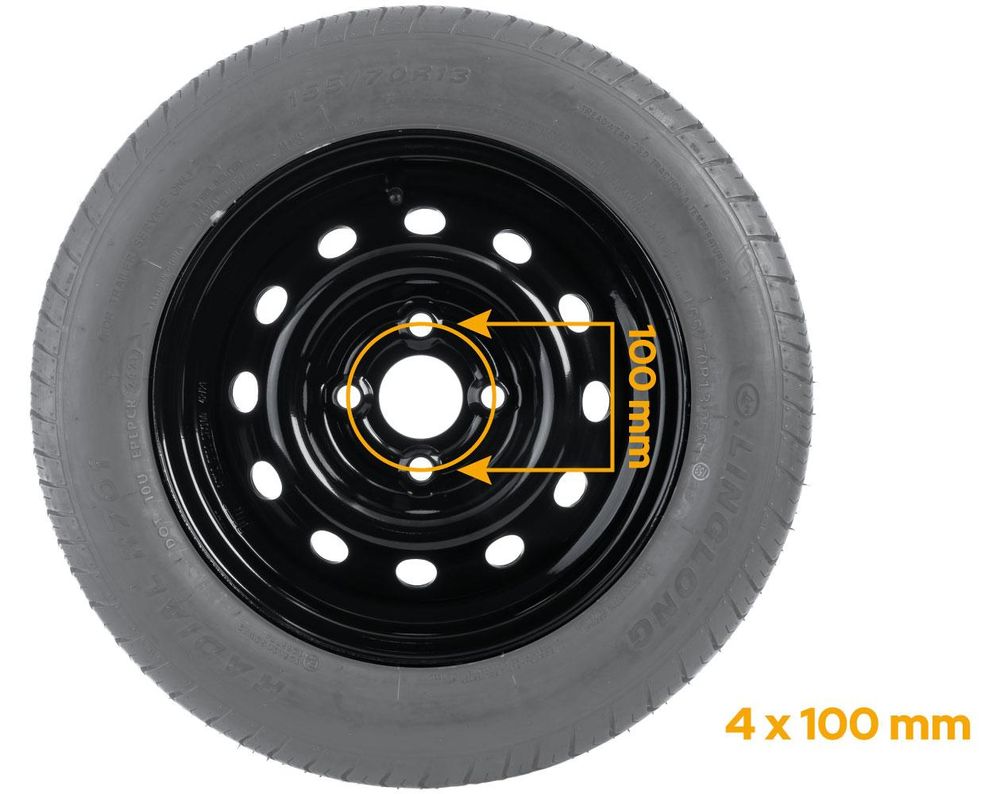 UNITRAILER Komplettrad 155/70 R13 75N schwarz für leichte PKW-Anhänger