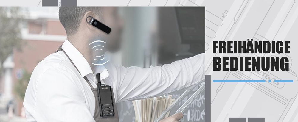 Retevis RB639P Funkgeräte mit Bluetooth-Headsets, ultraflaches Walkie Talkie, VOX, USB-C, PMR446, für Schule, Restaurant, Supermarkt