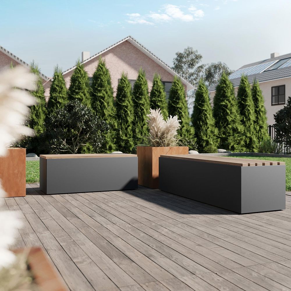 Praktische 3-in-1 Sitzbank mit Stauraum & Pflanzkasten