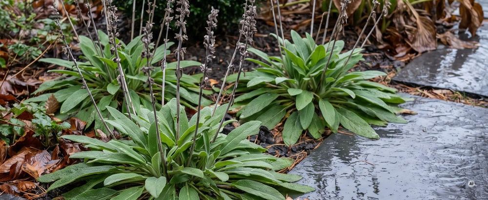 Winter: grüne Rosette, kein Mulch