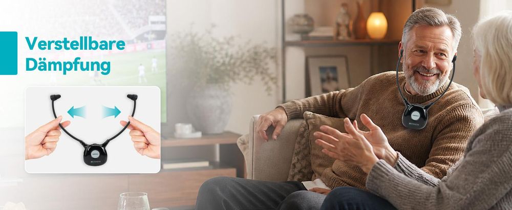 Retekess TA008 TV Kopfhörer, In-Ear mit Hörunterstützung, 2,4 GHz niedrige Latenz, unabhängige Lautstärkeregelung für LR, Funkkopfhörer für Senioren
