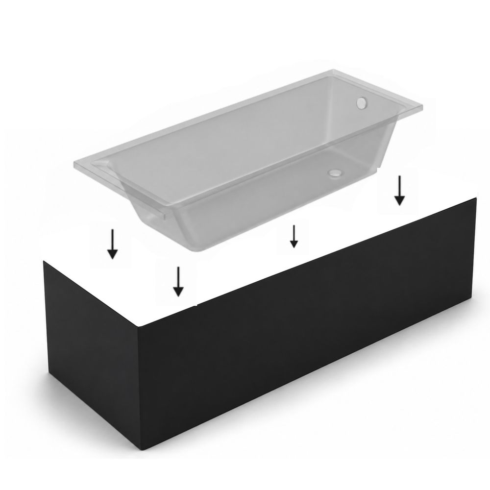 AQUA for you | Badewanne - KRONOS SQUARE - Rechteckbadewanne – 150x70 cm - Schwarz Matt - mit Verkleidung, Syphon, Füßen, Wanne Set