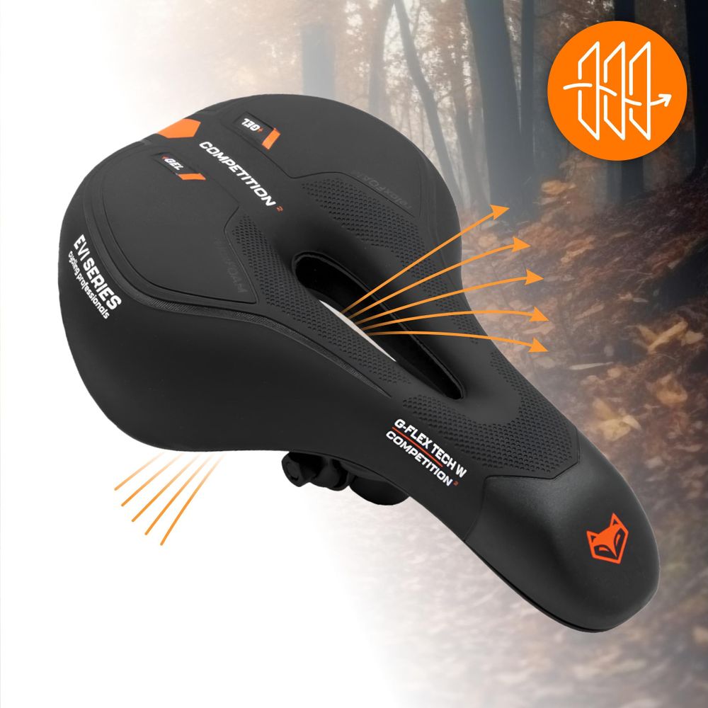 Fahrradsattel Gel extra bequem, ergonomischer City & Trekking Sattel für Damen & Herren, weich & stoßdämpfend, EVI BIKE G-Flex W, Schwarz