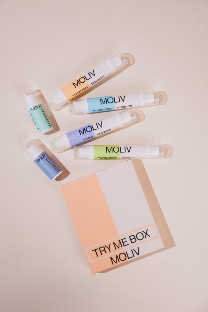 MOLIV TRY ME BOX | Probiotisches Hautpflege Kennenlern-Set | Gesichtspflege mit lebenden Probiotika zum Testen (Serum, Creme, Oleo-Gel)