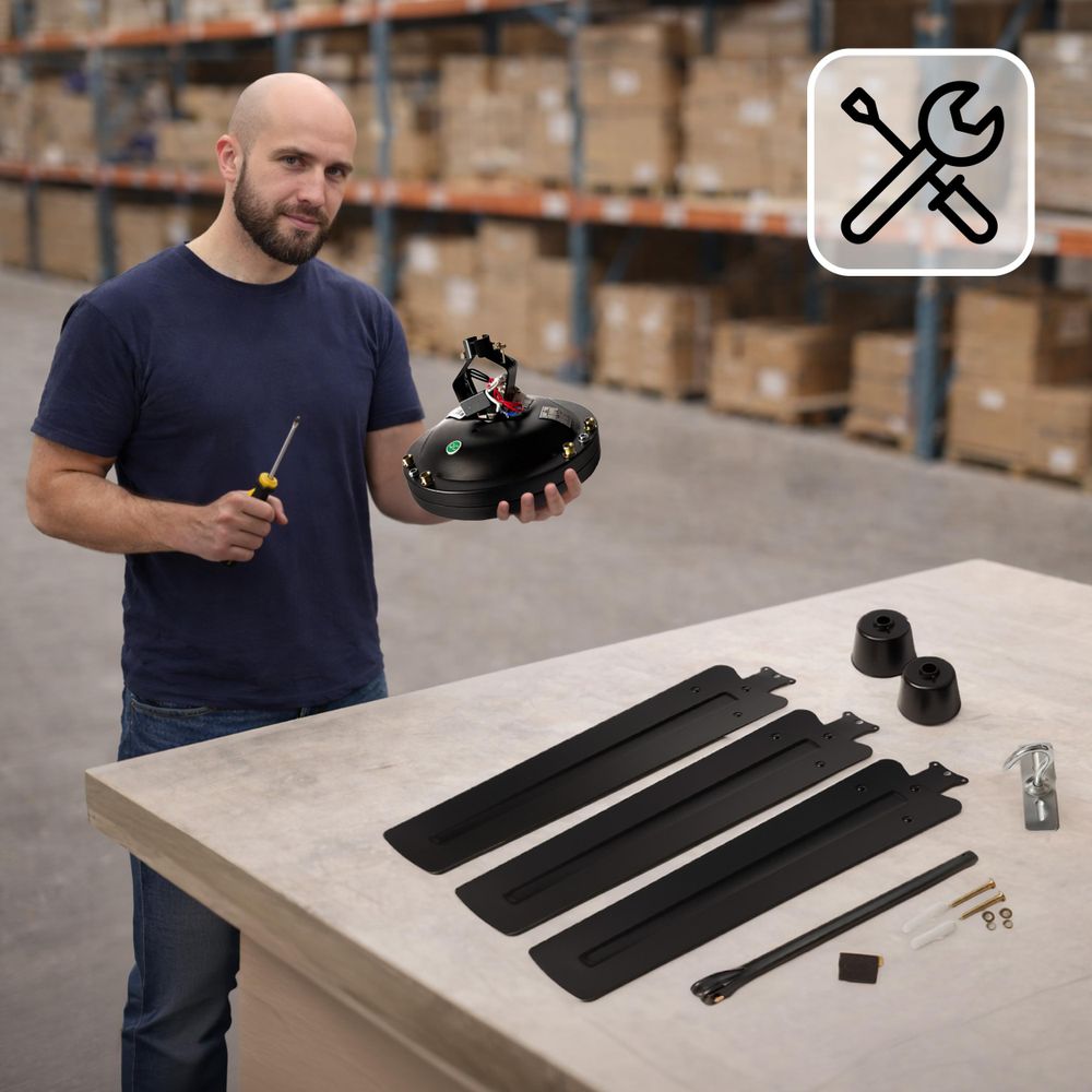 EBERG HTX Deckenventilator 140 cm 5 Geschwindigkeiten mit Wandregler Schwarz