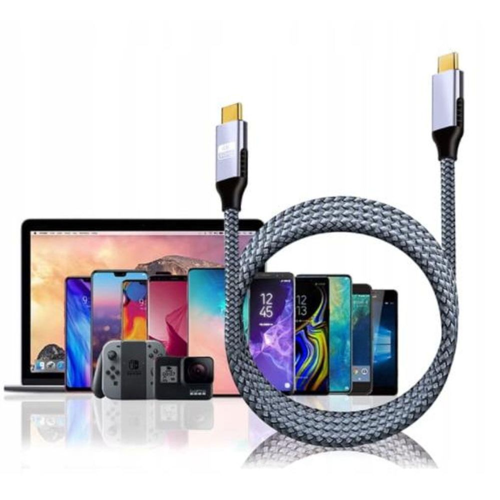 Kabel - Thunderbolt 3 USB-C do USB-C - 4K 60 Hz - 10 Gbit/s - 100 W PD 5A - 2 m - Nylon - Czarny